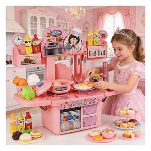 Kids Cooking Toy Kitchen Workshop Simulation Stove Sink Pantry <b>Shelf</b> Creative Role Imagination Educational Home Playtime - Product Image 4