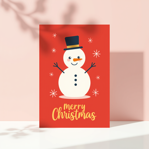 Nhà máy tùy chỉnh thiệp chúc mừng giáng sinh thiết kế đơn giản với người tuyết & 'giáng sinh vui vẻ' trên giấy chất lượng - Product Image 3