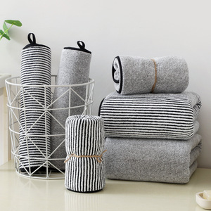 Fuen Textile Coral Fleece Striped Bath <b>Towel</b> 70x140cm <b>Extra</b> <b>Large</b> Thick Home Gift Use - Product Image 2