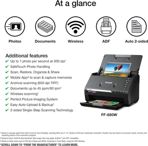 Système de numérisation photo et de documents sans fil haute vitesse Epson FastFoto FF-680W, noir - Product Image 3