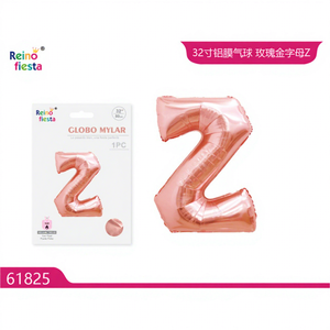 Globo de Aluminio en Forma de 'Z' de 32 Pulgadas en Oro Rosa para Decoración de Fiestas y Eventos, para el Día de la Madre, Graduación, Año Nuevo Chino, MOQ 100 Piezas - Product Image 1