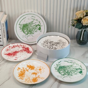 High End Exquisite Eco-Friendly Bone China Western Cuisine Sun Moon Star 10-Inch Flat <b>Plate</b> Gift Box Set - Product Image 5