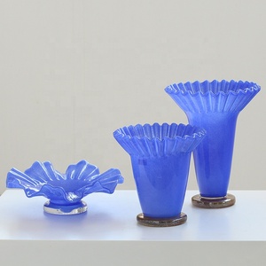Bixuan Vintage <span class=keywords><strong>Fenton</strong></span> diseño florero de vidrio soplado a mano polvo de porcelana forma de pétalo boca acampanada para arreglos florales de boda - Product Image 6