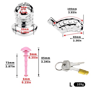Jaula de Castidad de Acero Inoxidable FRRK 304 con Catéter, Candado para Pene, Jaula para Pene, Juguetes Sexuales Fetichistas, Dispositivo de Castidad Metálico para Hombres - Product Image 2