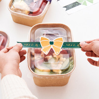 Boîtes à salade jetables en papier kraft brun personnalisées Lingka, rectangulaires/carrées, capacité 500-1000 ml, pour pique-nique et camping
