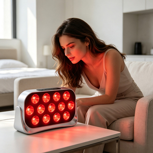 Panneau de luminothérapie LED rouge 13 LED portable pour le visage et le corps, usage domestique, intensité réglable, IP65, corps en ABS - Product Image 1