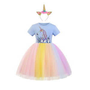 Costume Cosplay d'Halloween Robe de soirée pour fille Robe bébé fille Robe licorne rose d'été - Product Image 2