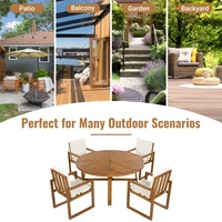 Ensemble de meubles de jardin modernes en bois d'acacia, table ronde extensible 5 places, chaises, pour cour