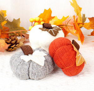 La zucca artificiale ha lavorato a maglia soffice <span class=keywords><strong>lana</strong></span> ornamenti di zucca riutilizzabili per la casa festa del ringraziamento del raccolto decorazioni di Halloween - Product Image 3