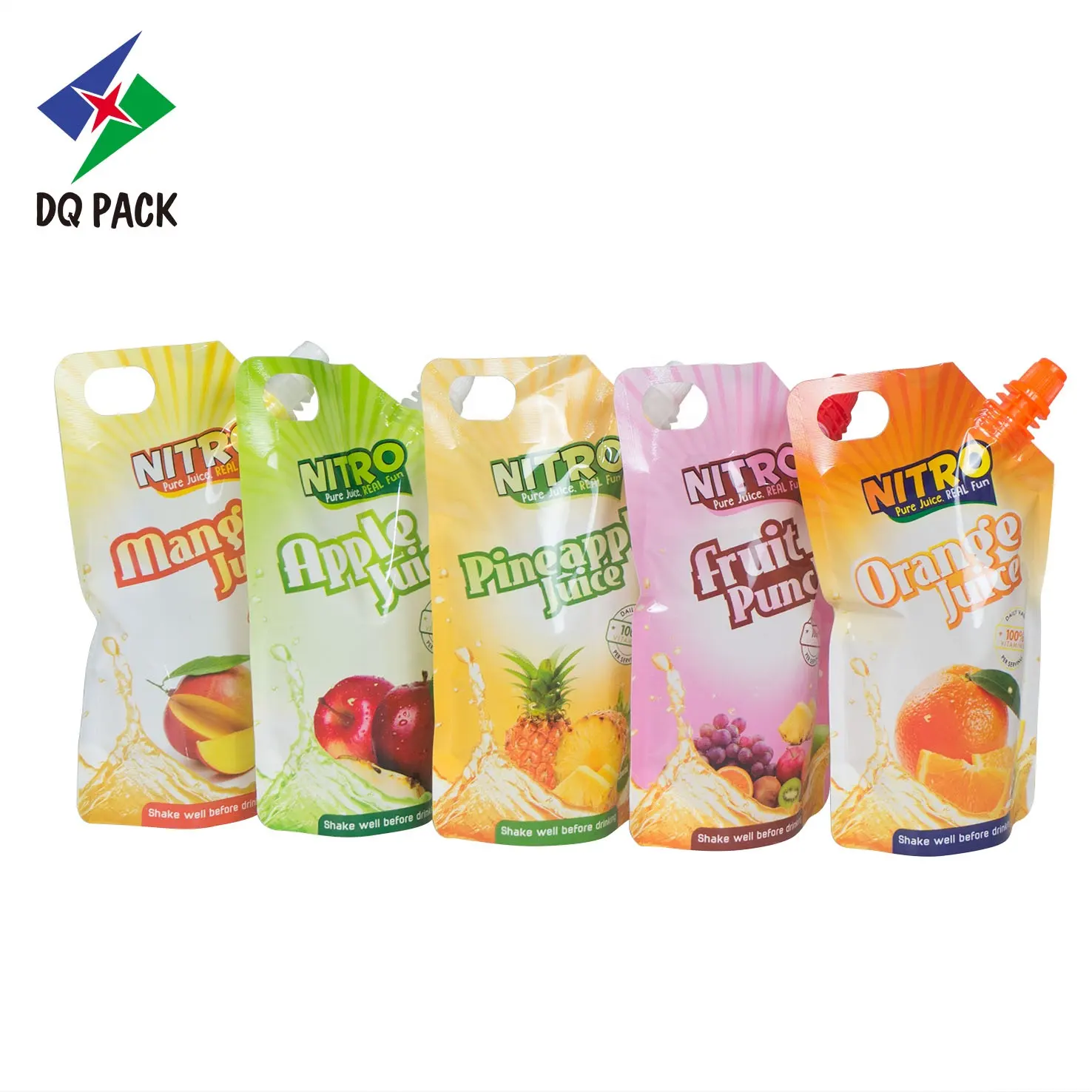 DQ PACK kostenloses Muster 150 ml 200 ml Saft Getränk Flüssigkeitsverpackungsbeutel Beutel Standbeutel mit Auslauf
