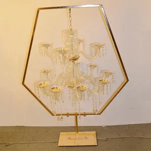 2021 cerimonia nuziale di Nuovo disegno di cristallo esagonale tavolo candeliere centrotavola per la cerimonia nuziale partito di evento