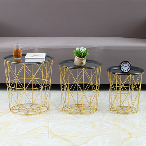 Cesta de Metal geométrica <span class=keywords><strong>minimalista</strong></span> y moderna de estilo nórdico, cesta de almacenamiento para decoración del hogar con bandeja - Product Image 1