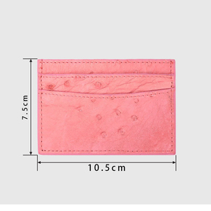 ZENOS Luxury Plain Genuine Ostrich Leather Credit Card Holder Slim Coin <b>Purse</b> Custom Colored Business Card Case - Product Image 5