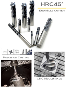 4 sáo phẳng cuối nhà máy cắt Vonfram cacbua thẳng chân 1mm - 12mm trung tâm khoan CNC cuối phay tuyến đường bit - Product Image 5