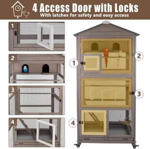 All'aperto grande uccello in legno voliera gabbia pappagallo per pappagallo fringuelli e qualsiasi piccola gabbia per uccelli - Product Image 2