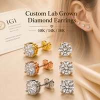 Серьги с бриллиантами на заказ, золото 10k, 14k, 18k, 0.5ct, 1ct, 2 карата, выращенные в лаборатории, круглая огранка, цвет D, сертификат IGI