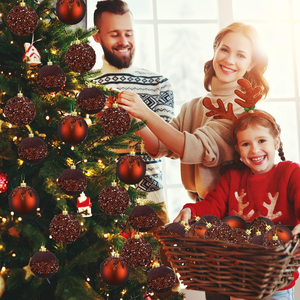 Ensemble de 6 boules de Noël colorées de luxe de 8 cm, incassables, en forme de nœud, pour la décoration de l'arbre de Noël, la décoration de la maison et les fêtes - Product Image 3