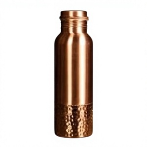 Decorative Middle Hammered Eco-friendly Copper <b>Water</b> <b>Bottle</b> with Lid | <b>Custom</b> Wholesale Travel Drinking <b>Bottle</b> - Product Image 1