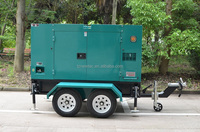 Remolque generador diésel de tipo insonorizado silencioso refrigerado por agua con generador de cuatro ruedas 40kw 50kva