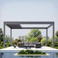 Pergola extérieure en aluminium, pergola à lames orientables imperméable avec toit rétractable pour jardin ou bord de piscine