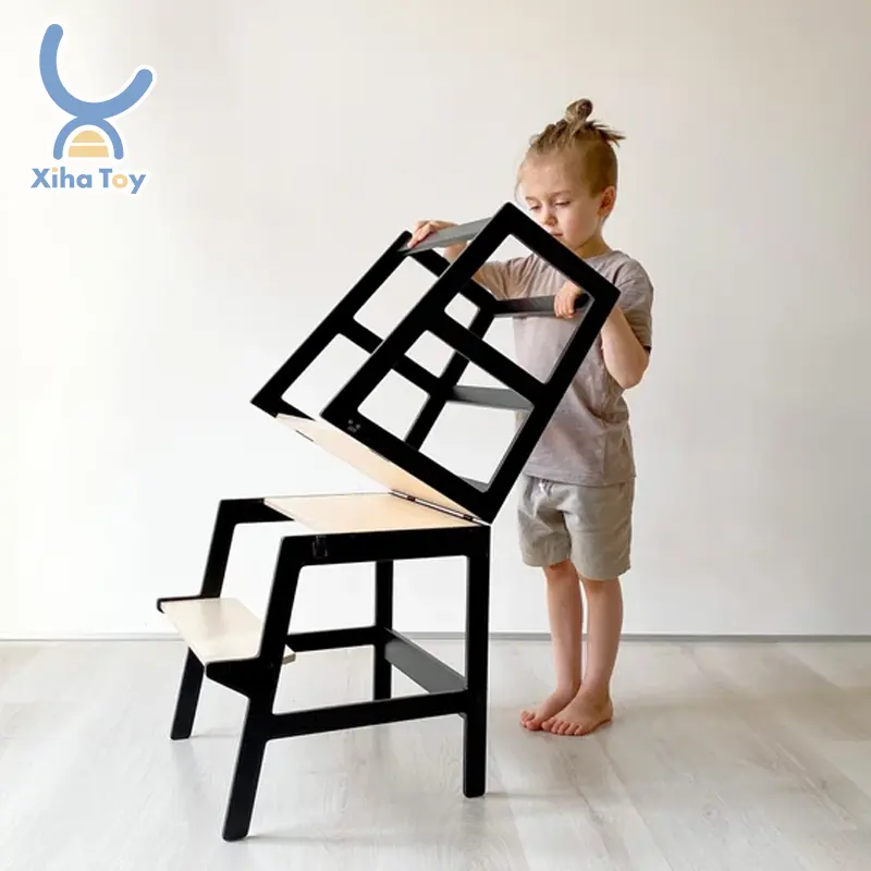 XIHA Kitchen Helper Step Stool Torre Montessoriana Learning Tower Adjustable Height Chair Kids Helper Foldable Learning Tower