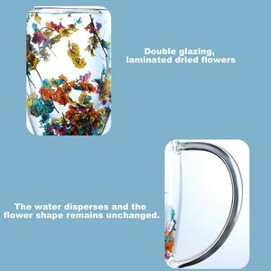 Vente en gros de tasses à café et à thé en verre borosilicate à double paroi isolées de 12 oz avec fleurs séchées - Product Image 5