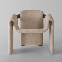 Fauteuil de salon sculptural moderne en boucle avec accents en bois, pour salon et hôtel, vente en gros, OEM, personnalisé