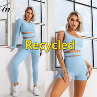 2022 nuovo tessuto riciclato Baby Blue Ladies Fitness Gym Sports Workout set Eco Friendly Womens Yoga Wear