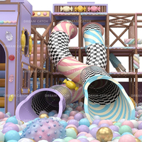 Structure de jeu pour enfants personnalisée Dream Catch avec double toboggan géant, labyrinthe interactif, aire de jeux pour enfants, parc d'aventure intérieur