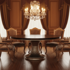 Ensemble de table à manger de luxe en bois massif moderne sur mesure avec 6 chaises, meubles de salle à manger en parquet faits à la main - Product Image 6