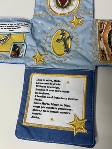 Autel de foi portable fait main, orné d'une croix argentée et d'un motif sacré, reliure de poche catholique cousue à la main – ART RELIGIEUX INTENSIF - Product Image 4