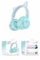 Casque sans fil pliable BT612 avec oreilles de chat mignonnes, LED à dégradé de couleurs, casque de jeu avec micro, style dessin animé