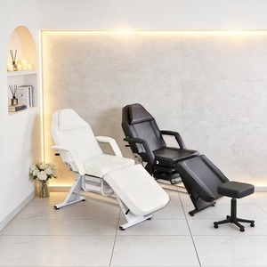 Table de massage électrique blanche pour salon de beauté, chaise de traitement, table à cils, chaise rembourrée à structure métallique pour salon de beauté - Product Image 3
