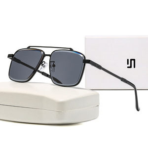 ใหม่กรอบโลหะแว่นกันแดดทรงสี่เหลี่ยมสำหรับผู้ชายเลนส์พีซีสีดำป้องกันรังสียูวี 400 ประเภท 3 แว่นกันแดดแฟชั่นสไตล์การขับขี่ - Product Image 4