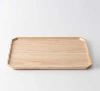 Plateau de service carré en bois massif, écologique et durable, plateau à dessert rustique, plateau à café et à thé en bois, lavable au lave-vaisselle pour hôtel