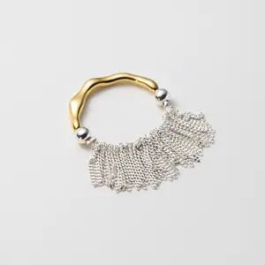 American European 925 sterling silver fashionable personality tassel round bead gold plated rings for women