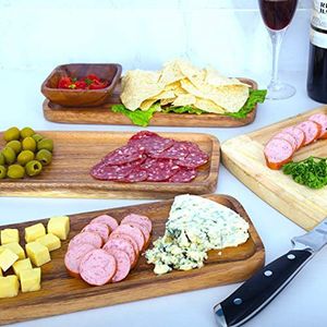 Plateau de service en acacia Assiettes à fromage Assiettes à dîner rectangulaires Lot de 3 pour la salle à manger - Product Image 6