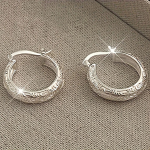 Orecchini a Cerchio con Texture a Vite, Unisex, Minimalisti, per Uso Quotidiano, Accessori per Orecchie - Product Image 2