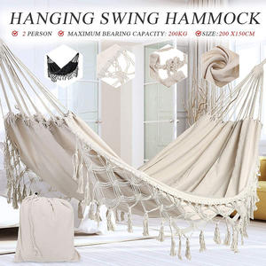 Portatile e pieghevole giardino macramè tela altalena amaca letto in tessuto mobili da esterno con nappe per uso camera da letto - Product Image 4