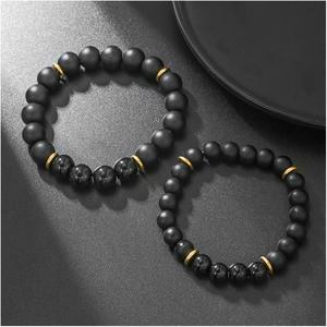 Kristal batu akik hitam untuk <span class=keywords><strong>Set</strong></span> Gelang Bangle untuk pria wanita bayi perempuan-manik-manik batu akik hitam trendi batu permata desainer mewah klasik - Product Image 3