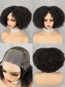 Parrucche di pizzo capelli umani 100% indiano vergine Bob parrucche a buon mercato in vendita <span class=keywords><strong>Afro</strong></span> crespo ricci 4x4 chiusura di pizzo parrucche corte da <span class=keywords><strong>donna</strong></span> - Product Image 6