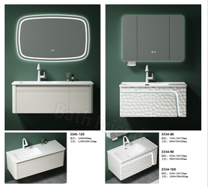 Lujoso Lavabo de Cerámica Moderno de Tamaño Pequeño a Precio Económico, Mueble de <span class=keywords><strong>Baño</strong></span> con Espejo LED, Gabinete de PVC Montado en la Pared, Ecológico - Product Image 3