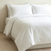 Parure de lit de luxe en bambou tissé 300TC avec drap plat et deux taies d'oreiller – Respirante, écologique et douce