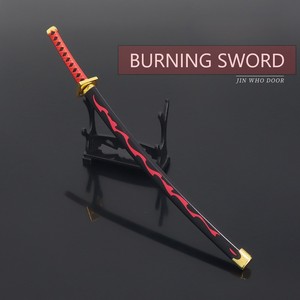 Une pièce <span class=keywords><strong>Anime</strong></span> accessoires gaine rouge neuf hommes Jin Wei porte brûlant épée métal artisanat 26cm arme modèle décoration - Product Image 5