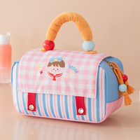 Sac de rangement portable en polyester, grande capacité, motif chat de dessin animé nuageux, style maisonnette mignonne, pour sac à main