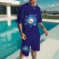 Nouvelle saison 100% polyester impression t-shirt shorts deux pièces costumes hommes ensembles de noël