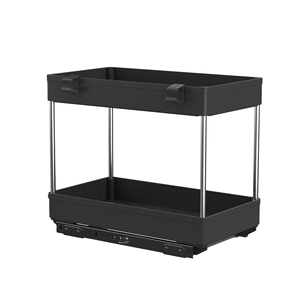 2 Tiers Metal Bathroom Kitchen Collection Basket Cabinet Under Sink Shelf Organizer Rack Storage Bathroom Under Sink Organizer