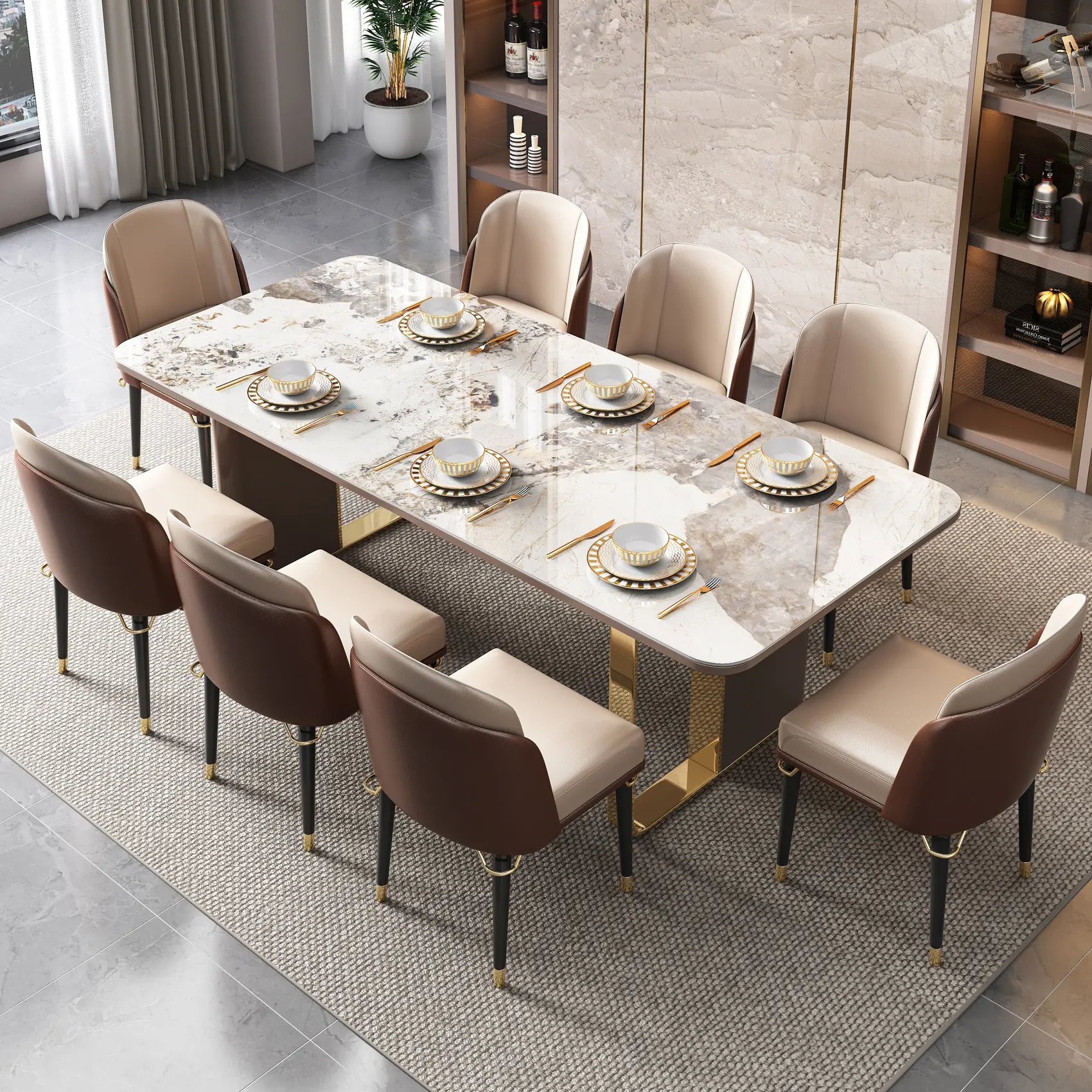 2023 Foshan furnitur terbaru ruang tamu meja makan marmer stehtisch 80cm