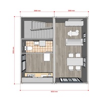 Petites maisons plates préfabriquées modernes personnalisées double couche 4 1 conteneur un deux chambres à coucher prêt à expédier en acier