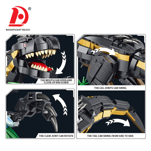 777-delige Dinosaurus Bouwstenen <span class=keywords><strong>Set</strong></span> Beweegbaar <span class=keywords><strong>Dino</strong></span> Model met Scène Basis Palmboom DIY Bouwstenen Speelgoed voor Jongens Collectie Cadeau - Product Image 3
